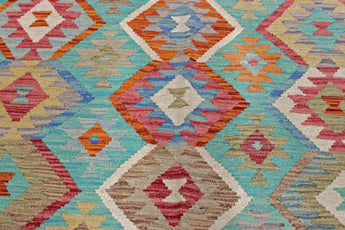 Handwoven Kelim Chobi oriental rug by Orientmattor, 489x301 cm, detailed geometric patterns and rich earthy tones.