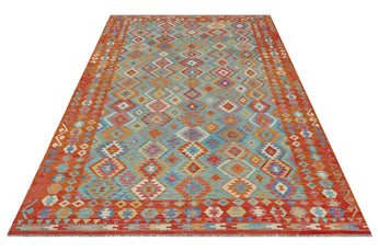 Handwoven Kelim Chobi Oriental rug by Orientmattor, 489x301 cm, featuring traditional geometric patterns and rich colors.