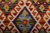 Handwoven Kilim Chobi Kelim rug with geometric patterns, featuring earthy tones and intricate craftsmanship from Orientmattor.