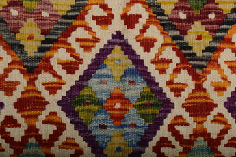 Handwoven Kilim Chobi Kelim rug with geometric patterns, featuring earthy tones and intricate craftsmanship from Orientmattor.