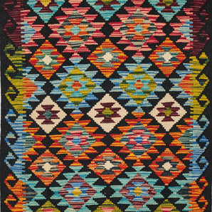 Afghan Kilim Chobi rug 119x79 cm with colorful geometric pattern in wool