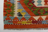 Handwoven Kilim rug Chobi No. 65826 by Orientmattor featuring intricate patterns and vibrant colors.