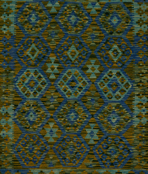 Handwoven Kilim Kelim Chobi rug with intricate patterns, showcasing traditional design and vibrant colors by Orientmattor.