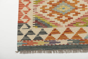 Kelim-Chobi 64660 by Orientmattor featuring intricate patterns and rich colors in a traditional flatweave design.