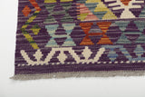 Orientmattor Kelim Chobi 64716 handmade wool rug with intricate geometric patterns and warm earthy tones.