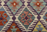 Orientmattor Kelim-Chobi 64716 rug with intricate geometric patterns, traditional woven design in warm earthy tones.