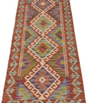 Kelim-Chobi 64729 by Orientmattor featuring intricate patterns and vibrant colors in a traditional style.