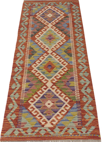 Kelim-Chobi 64729 by Orientmattor featuring intricate patterns and vibrant colors in a traditional style.