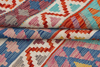 Kelim-Chobi 64896 by Orientmattor featuring intricate patterns and vibrant colors in a traditional flatweave design.