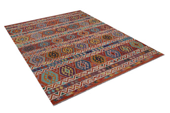 Kelim-Chobi 64896 by Orientmattor, showcasing intricate patterns and vibrant colors in a traditional woven rug design.