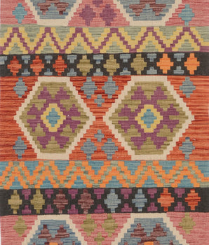 Colorful Orientmattor Kelim-Chobi 64964, traditional woven Kelim rug with intricate patterns and vibrant design.