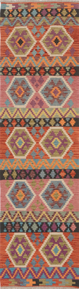 Colorful Orientmattor Kelim-Chobi 64964, traditional woven Kelim rug with intricate patterns and vibrant design.