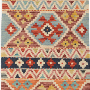 Kelim-Chobi 64967 by Orientmattor, showcasing intricate patterns and rich colors in a traditional woven design.