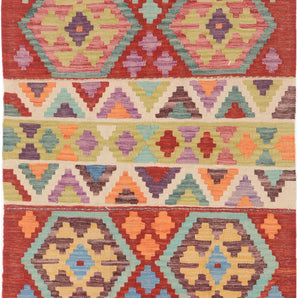 Orientmattor Kelim-Chobi 64972 rug with intricate patterns in warm earthy tones, traditional woven design for decorative use.