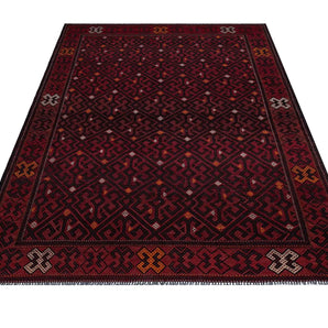Kelim-Somak 64767 oriental Kelim rug with intricate geometric patterns, woven by Orientmattor, shown in a close-up view.