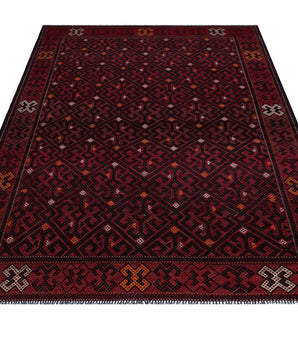 Kelim-Somak 64767 oriental Kelim rug with intricate geometric patterns, woven by Orientmattor, shown in a close-up view.
