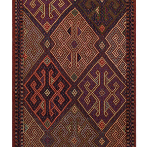 Colorful Orientmattor Kelim-Somak 64770 rug with intricate geometric patterns and vibrant hues, woven in traditional style.
