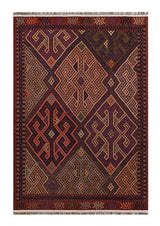 Colorful Orientmattor Kelim-Somak 64770 rug with intricate geometric patterns and vibrant hues, woven in traditional style.