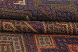 Orientmattor Kelim-Somak 64770, handwoven traditional Kelim rug with geometric patterns in earthy tones, detailed close-up.
