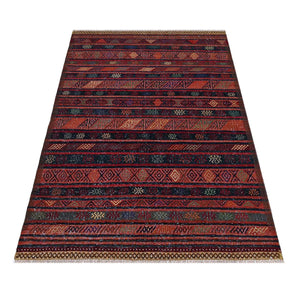 Orientmattor Kelim Somak 64773 rug with intricate geometric patterns in earthy tones, handcrafted textile for traditional home decor