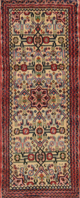 Handknuten Hamadan Oriental village carpet by Orientmattor, 167x63 cm, featuring traditional nomad design and intricate woven patterns.