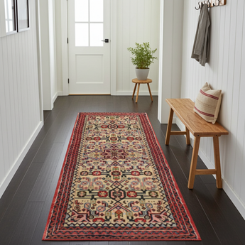 Handwoven Hamadan Oriental village rug by Orientmattor, 167x63 cm, showcasing intricate patterns and traditional craftsmanship.