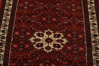 Handknuten Hamadan Oriental village rug by Orientmattor, 280x78 cm, featuring traditional nomad carpet design.