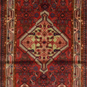 Handwoven Hamadan Oriental village carpet by Orientmattor, 303 x 80 cm, featuring traditional nomad design and vibrant colors.