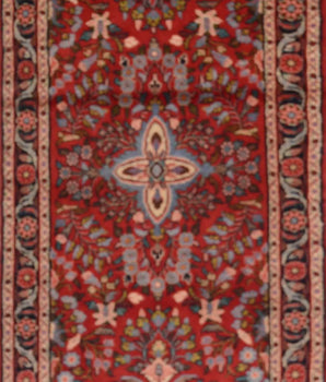 Handknuten Hamadan Oriental village carpet from Orientmattor, 314 x 78 cm, with intricate traditional patterns.