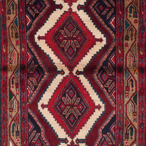 Handwoven Hamadan Persian village rug by Orientmattor, 325x90 cm, featuring intricate nomad carpet patterns.