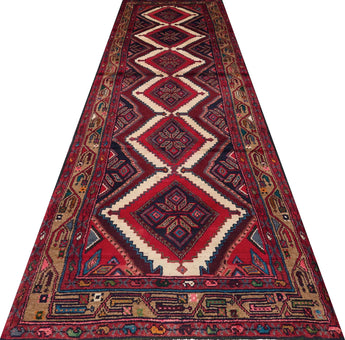 Handknuten Hamadan Persian village carpet by Orientmattor, 325 x 90 cm, featuring intricate traditional patterns and rich colors.
