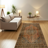 Vintage Orientmattor handknuten oriental rug with intricate patterns, measuring 282 x 177 cm, style Nr. 65182.