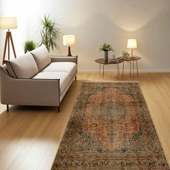 Vintage Orientmattor handknuten oriental rug with intricate patterns, measuring 282 x 177 cm, style Nr. 65182.