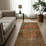 Vintage oriental handwoven rug by Orientmattor, 282 x 177 cm with intricate patterns and rich colors.