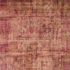 Vintage Persian handwoven rug by Orientmattor, 362 x 265 cm, with intricate traditional patterns and rich colors.