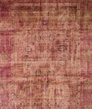 Vintage Persian handwoven rug by Orientmattor, 362 x 265 cm, with intricate traditional patterns and rich colors.