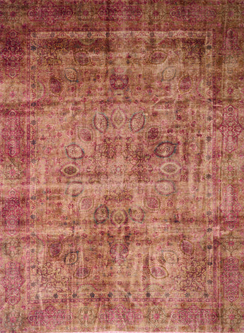 Vintage Persian handwoven rug by Orientmattor, 362 x 265 cm, with intricate traditional patterns and rich colors.