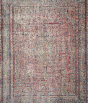 Vintage Persian handwoven mat from Orientmattor, 370x276 cm with intricate traditional patterns.
