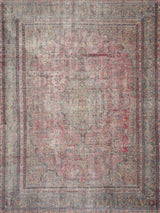 Vintage Persian handwoven mat from Orientmattor, 370x276 cm with intricate traditional patterns.