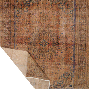 Vintage Persian handwoven rug by Orientmattor, 378 x 285 cm, intricate patterns and rich colors in traditional design.