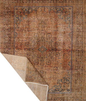 Vintage Persian handwoven rug by Orientmattor, 378 x 285 cm, intricate patterns and rich colors in traditional design.