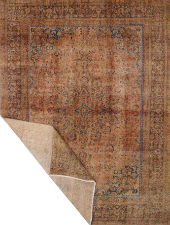 Vintage Persian handwoven rug by Orientmattor, 378 x 285 cm, intricate patterns and rich colors in traditional design.