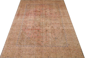 Vintage Persian handknuten matta from Orientmattor, 380x286 cm with intricate traditional patterns and warm earthy tones.