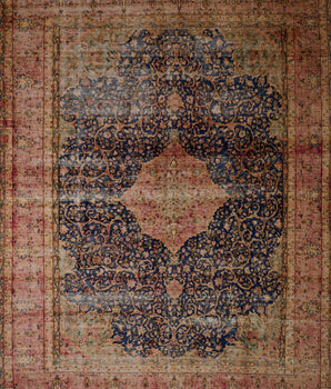 Vintage Persian handwoven rug from Orientmattor, 393x295 cm, featuring intricate traditional patterns and rich colors.