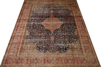 Vintage Persian handknuten matta from Orientmattor, 393 x 295 cm with intricate traditional patterns.