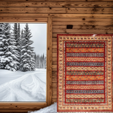 Orientmattor Ariana 59996 Ziegler/Kazak rug with intricate patterns in warm tones, detailed close-up of woven textile design.
