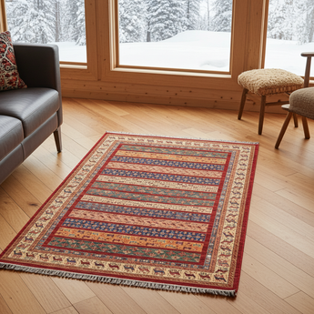 Orientmattor Ariana 59996 Ziegler/Kazak rug showcasing intricate geometric patterns in warm tones, detailed close-up image.