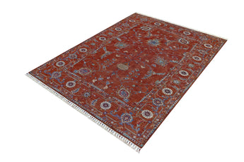 Orientmattor Ghazni 64979 Ziegler/Kazak rug with intricate patterns in warm earth tones, detailed close-up of woven textile.