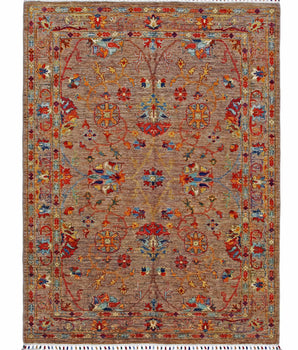 Orientmattor Ghazni 64981 Ziegler/Kazak rug with intricate geometric patterns in warm earth tones, detailed woven texture.