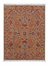 Orientmattor Ghazni 64981 Ziegler/Kazak rug with intricate geometric patterns in warm earth tones, detailed woven texture.